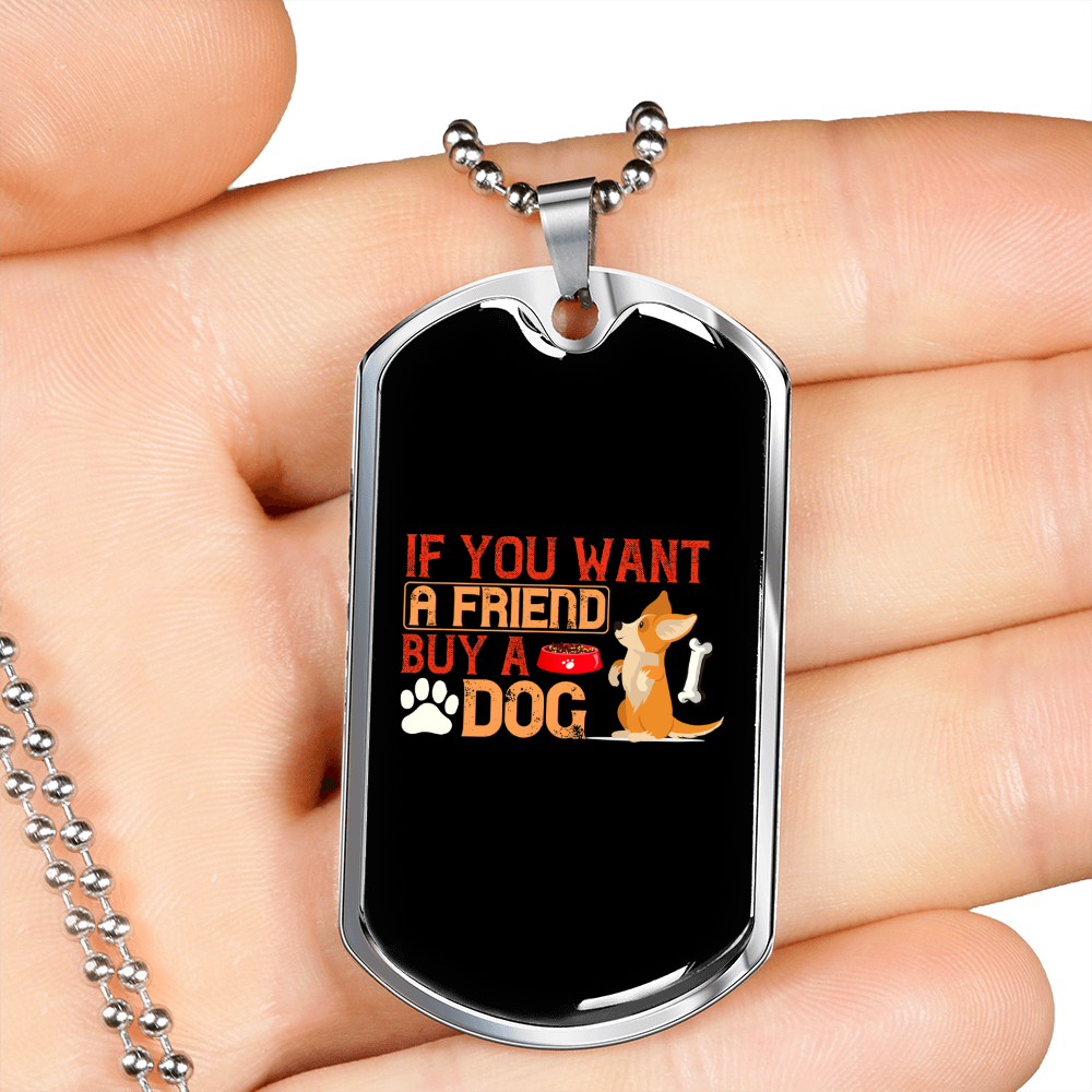 Buy a Dog Red Necklace Stainless Steel or 18k Gold Dog Tag 24" Chain-Express Your Love Gifts