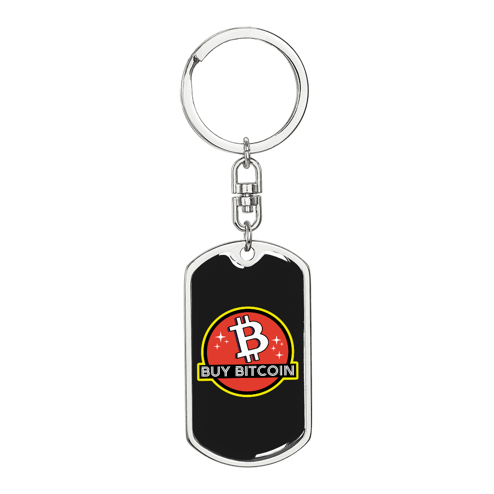 Buy Bitcoin Crypto Keychain Stainless Steel or 18k Gold Dog Tag Keyring-Express Your Love Gifts