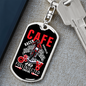 Cafe Fuel Injected Engine Biker Keychain Stainless Steel or 18k Gold Dog Tag Keyring-Express Your Love Gifts