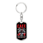 Cafe Fuel Injected Engine Biker Keychain Stainless Steel or 18k Gold Dog Tag Keyring-Express Your Love Gifts