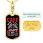 Cafe Fuel Injected Engine Biker Keychain Stainless Steel or 18k Gold Dog Tag Keyring-Express Your Love Gifts