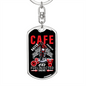 Cafe Fuel Injected Engine Biker Keychain Stainless Steel or 18k Gold Dog Tag Keyring-Express Your Love Gifts