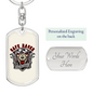 Cafe Racer Biker Keychain Stainless Steel or 18k Gold Dog Tag Keyring-Express Your Love Gifts