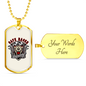 Cafe Racer Biker Necklace Stainless Steel or 18k Gold Dog Tag 24"-Express Your Love Gifts