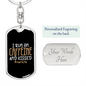Caffeine #Momlife Keychain Stainless Steel or 18k Gold Dog Tag Keyring-Express Your Love Gifts