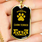 Cairn Terrier Dad Dog Necklace Stainless Steel or 18k Gold Dog Tag W 24" Dog Owner Lover-Express Your Love Gifts