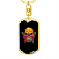 Calavera Mexican Day of the Dead Mexican Sugar Skull Keychain Stainless Steel or 18k Gold Dog Tag Keyring-Express Your Love Gifts