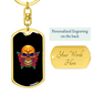 Calavera Mexican Day of the Dead Mexican Sugar Skull Keychain Stainless Steel or 18k Gold Dog Tag Keyring-Express Your Love Gifts