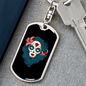 Calavera Mexican Pin-up Sugar Skull Keychain Stainless Steel or 18k Gold Dog Tag Keyring-Express Your Love Gifts