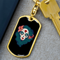 Calavera Mexican Pin-up Sugar Skull Keychain Stainless Steel or 18k Gold Dog Tag Keyring-Express Your Love Gifts