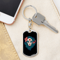 Calavera Mexican Pin-up Sugar Skull Keychain Stainless Steel or 18k Gold Dog Tag Keyring-Express Your Love Gifts
