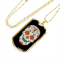 Calavera Mexican Rose Eyes Sugar Skull Necklace Stainless Steel or 18k Gold Dog Tag 24" Chain-Express Your Love Gifts