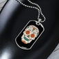 Calavera Mexican Rose Eyes Sugar Skull Necklace Stainless Steel or 18k Gold Dog Tag 24" Chain-Express Your Love Gifts