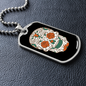 Calavera Mexican Rose Eyes Sugar Skull Necklace Stainless Steel or 18k Gold Dog Tag 24" Chain-Express Your Love Gifts