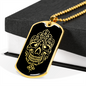 Calavera Mexican Skull 100 Necklace Stainless Steel or 18k Gold Dog Tag 24" Chain-Express Your Love Gifts