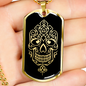 Calavera Mexican Skull 100 Necklace Stainless Steel or 18k Gold Dog Tag 24" Chain-Express Your Love Gifts