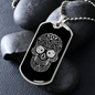 Calavera Mexican Skull 17 Necklace Stainless Steel or 18k Gold Dog Tag 24" Chain-Express Your Love Gifts