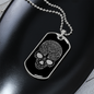 Calavera Mexican Skull 62 Necklace Stainless Steel or 18k Gold Dog Tag 24" Chain-Express Your Love Gifts