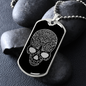 Calavera Mexican Skull 62 Necklace Stainless Steel or 18k Gold Dog Tag 24" Chain-Express Your Love Gifts