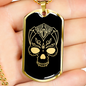 Calavera Mexican Skull 70 Necklace Stainless Steel or 18k Gold Dog Tag 24" Chain-Express Your Love Gifts