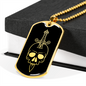 Calavera Mexican Skull 71 Necklace Stainless Steel or 18k Gold Dog Tag 24" Chain-Express Your Love Gifts