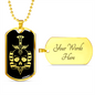 Calavera Mexican Skull 73 Necklace Stainless Steel or 18k Gold Dog Tag 24" Chain-Express Your Love Gifts