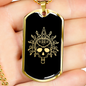 Calavera Mexican Skull 74 Necklace Stainless Steel or 18k Gold Dog Tag 24" Chain-Express Your Love Gifts