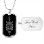 Calavera Mexican Skull 75 Necklace Stainless Steel or 18k Gold Dog Tag 24" Chain-Express Your Love Gifts