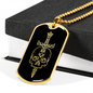 Calavera Mexican Skull 76 Necklace Stainless Steel or 18k Gold Dog Tag 24" Chain-Express Your Love Gifts