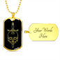 Calavera Mexican Skull 77 Necklace Stainless Steel or 18k Gold Dog Tag 24" Chain-Express Your Love Gifts