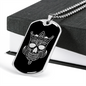 Calavera Mexican Skull 81 Necklace Stainless Steel or 18k Gold Dog Tag 24" Chain-Express Your Love Gifts