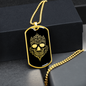 Calavera Mexican Skull 83 Necklace Stainless Steel or 18k Gold Dog Tag 24" Chain-Express Your Love Gifts
