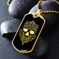 Calavera Mexican Skull 83 Necklace Stainless Steel or 18k Gold Dog Tag 24" Chain-Express Your Love Gifts