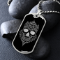 Calavera Mexican Skull 83 Necklace Stainless Steel or 18k Gold Dog Tag 24" Chain-Express Your Love Gifts