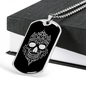 Calavera Mexican Skull 83 Necklace Stainless Steel or 18k Gold Dog Tag 24" Chain-Express Your Love Gifts
