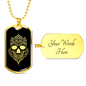 Calavera Mexican Skull 83 Necklace Stainless Steel or 18k Gold Dog Tag 24" Chain-Express Your Love Gifts
