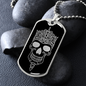 Calavera Mexican Skull 84 Necklace Stainless Steel or 18k Gold Dog Tag 24" Chain-Express Your Love Gifts