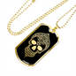 Calavera Mexican Skull 85 Necklace Stainless Steel or 18k Gold Dog Tag 24" Chain-Express Your Love Gifts