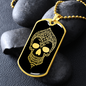 Calavera Mexican Skull 85 Necklace Stainless Steel or 18k Gold Dog Tag 24" Chain-Express Your Love Gifts