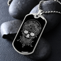 Calavera Mexican Skull 86 Necklace Stainless Steel or 18k Gold Dog Tag 24" Chain-Express Your Love Gifts