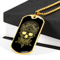Calavera Mexican Skull 86 Necklace Stainless Steel or 18k Gold Dog Tag 24" Chain-Express Your Love Gifts
