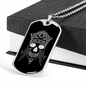 Calavera Mexican Skull 87 Necklace Stainless Steel or 18k Gold Dog Tag 24" Chain-Express Your Love Gifts