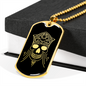 Calavera Mexican Skull 87 Necklace Stainless Steel or 18k Gold Dog Tag 24" Chain-Express Your Love Gifts
