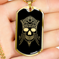 Calavera Mexican Skull 87 Necklace Stainless Steel or 18k Gold Dog Tag 24" Chain-Express Your Love Gifts