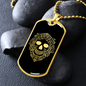 Calavera Mexican Skull 90 Necklace Stainless Steel or 18k Gold Dog Tag 24" Chain-Express Your Love Gifts