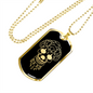 Calavera Mexican Skull 91 Necklace Stainless Steel or 18k Gold Dog Tag 24" Chain-Express Your Love Gifts