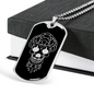 Calavera Mexican Skull 91 Necklace Stainless Steel or 18k Gold Dog Tag 24" Chain-Express Your Love Gifts