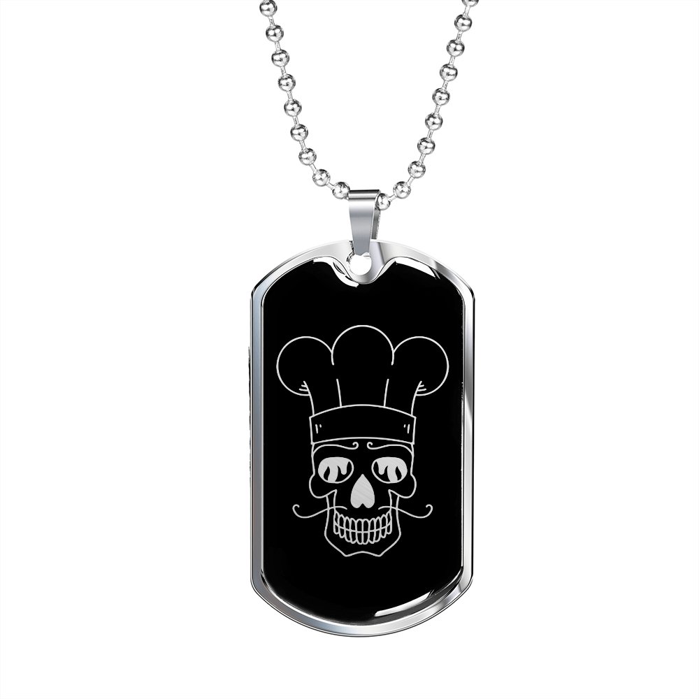 Calavera Mexican Skull 92 Necklace Stainless Steel or 18k Gold Dog Tag 24" Chain-Express Your Love Gifts