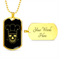 Calavera Mexican Skull 92 Necklace Stainless Steel or 18k Gold Dog Tag 24" Chain-Express Your Love Gifts