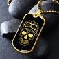 Calavera Mexican Skull 93 Necklace Stainless Steel or 18k Gold Dog Tag 24" Chain-Express Your Love Gifts